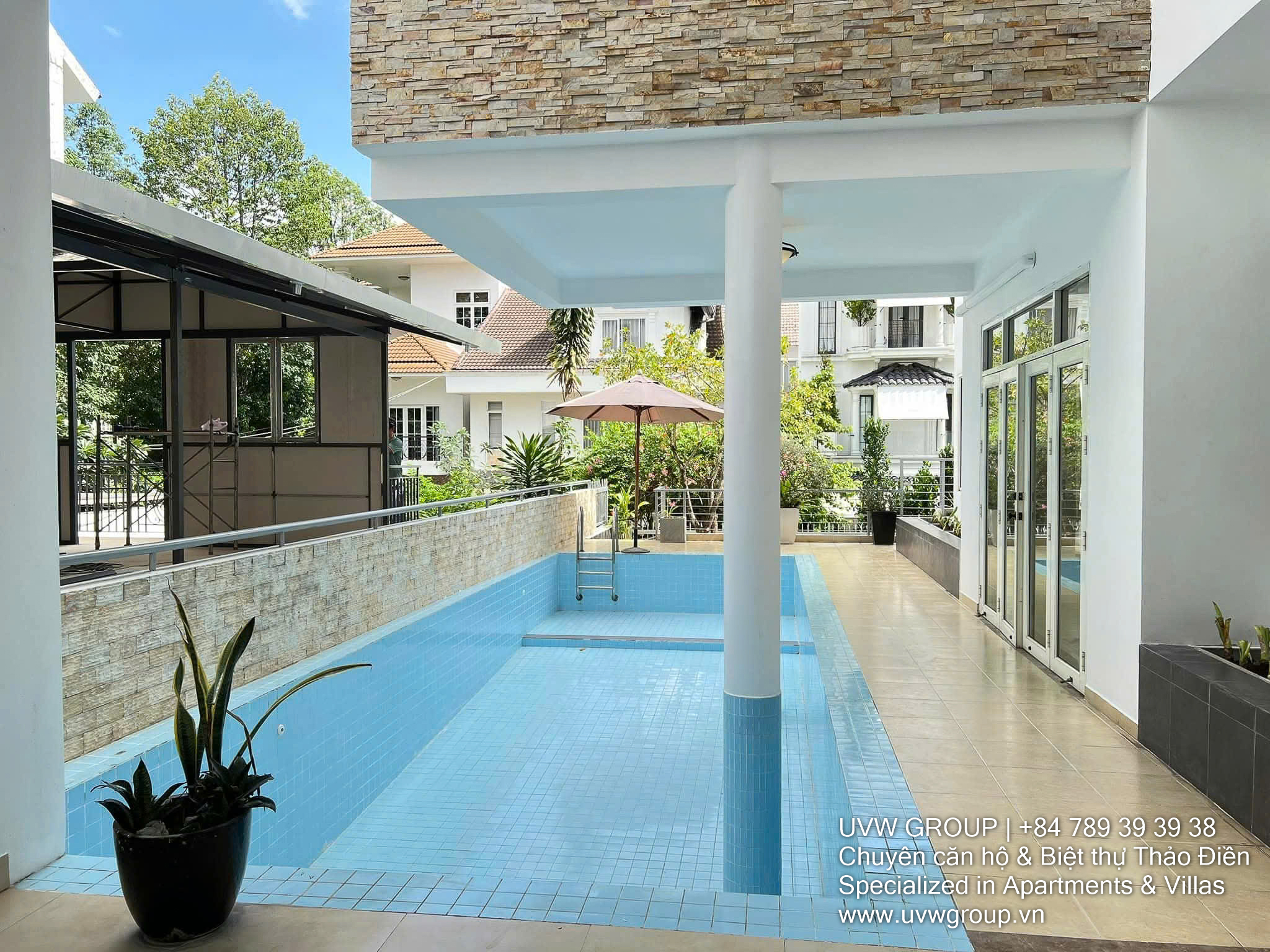 Compound Villa for Rent in Thao Dien – Basement – 4BR + Office – $4,200/Month