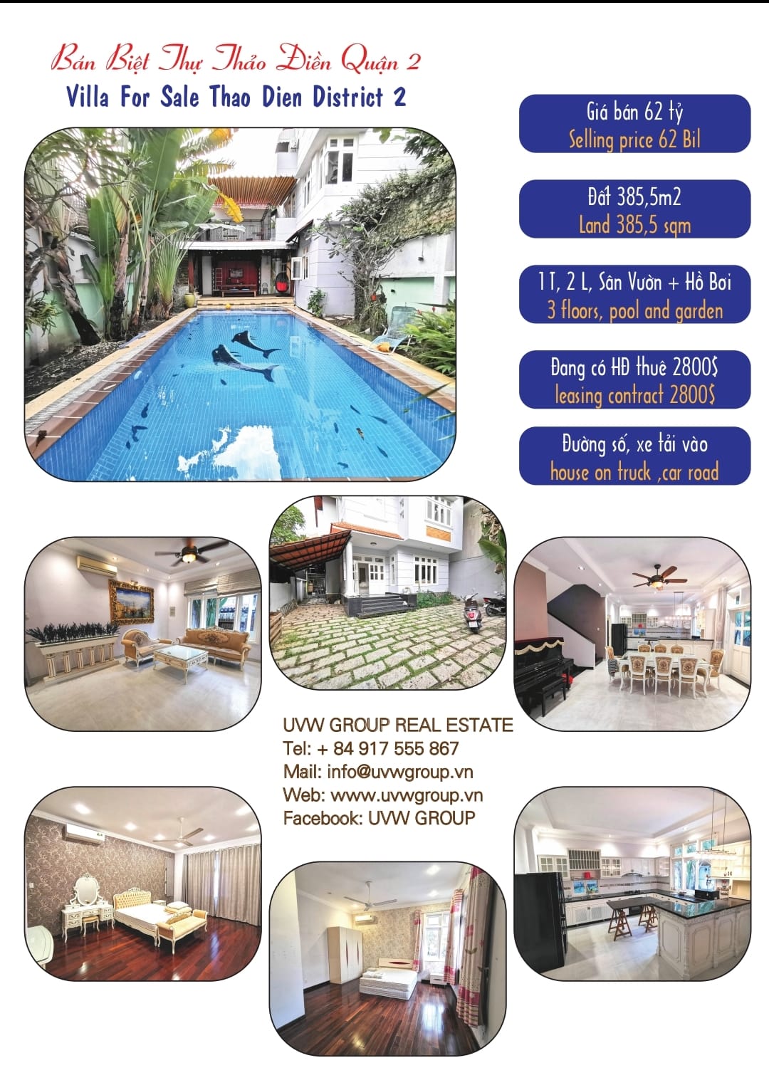 Luxury Villa for Sale in Thao Dien District 2 | 385.5m² | Pool & Garden | 62 Billion VND